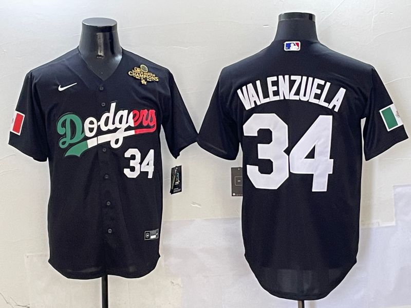 Men Los Angeles Dodgers 34 Valenzuela Black Mexico Game Nike 2025 MLB Jersey style 7